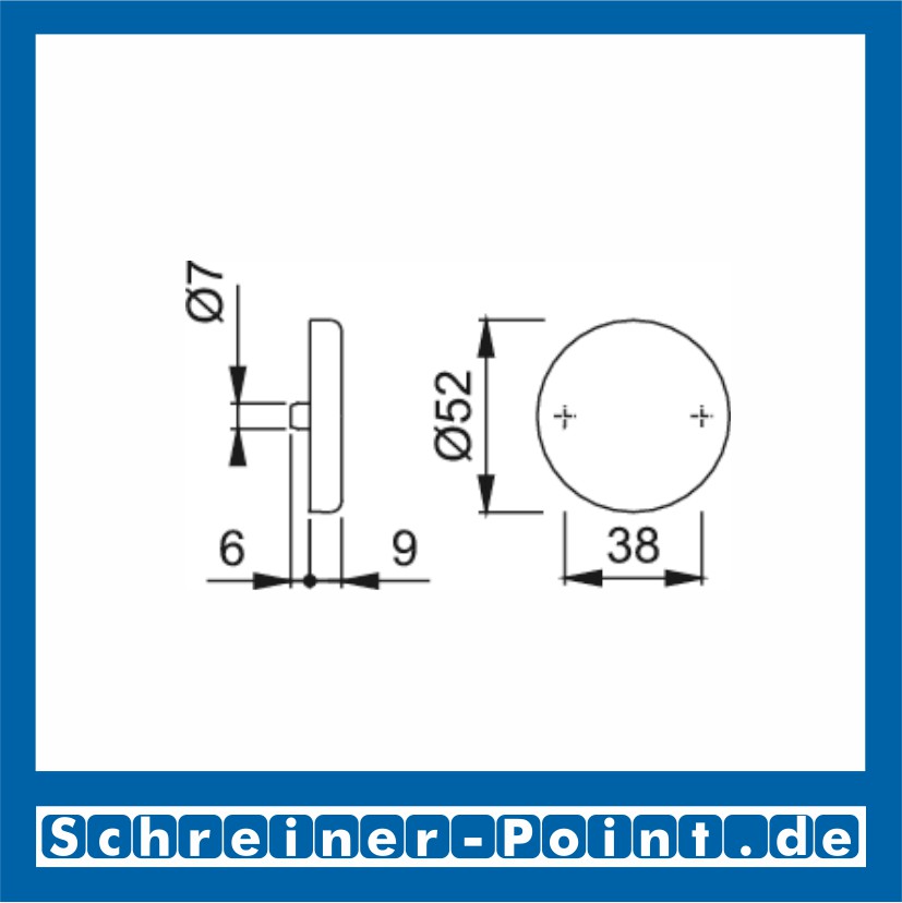 HOPPE Aluminium F1 Alu Natur Innentür Schlüsselrosettenpaar, 42KVS, Blind, 6986244